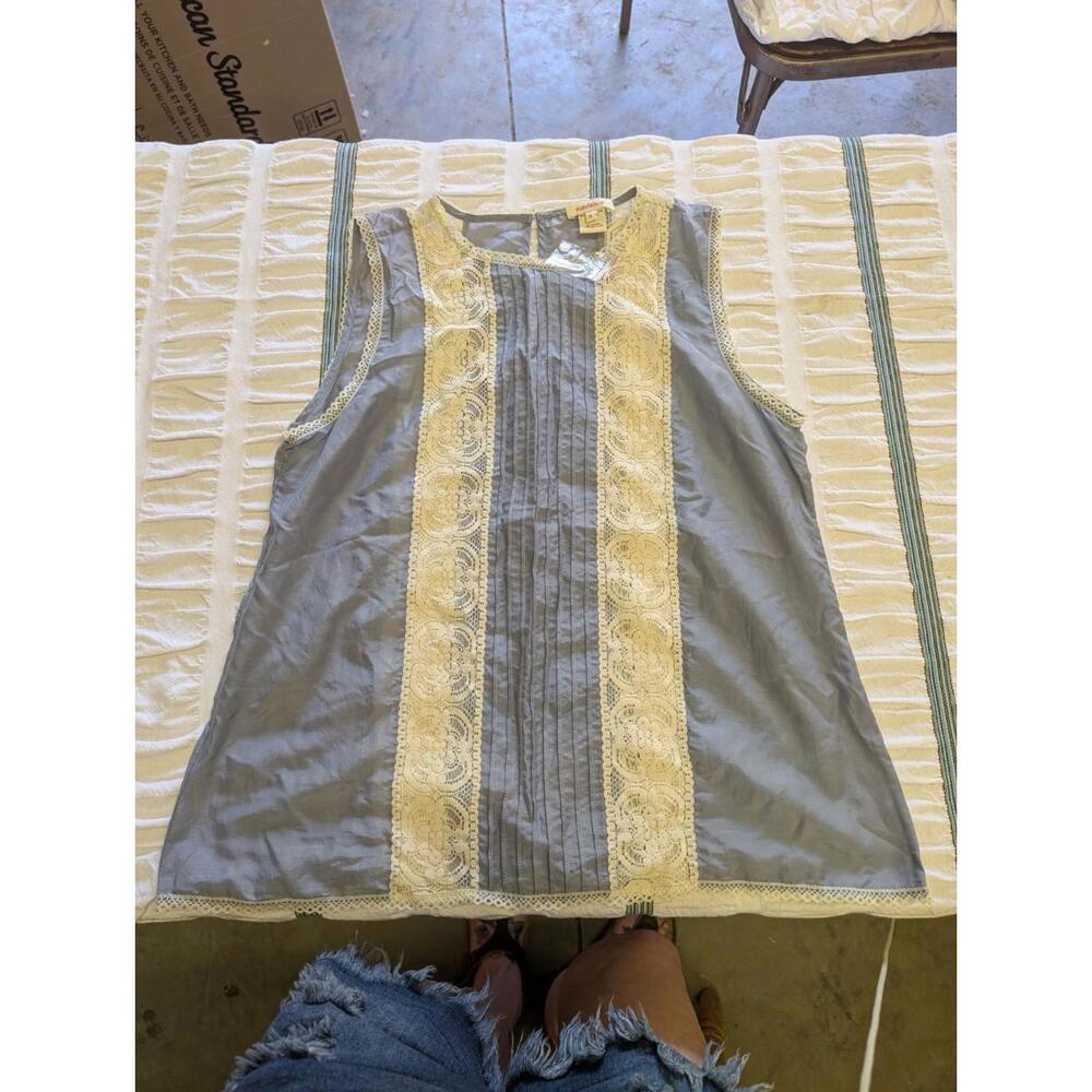 Sundance Chambray and Lace Sleeveless Top Women's Size Small
